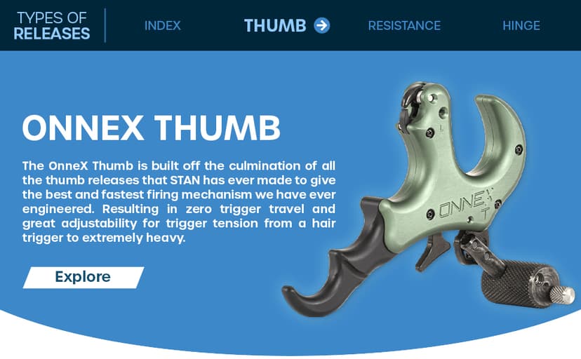 Stan OnneX Clicker Thumb Bow Release Aid for Archery & Hunting - Adjustable, DLC-Coated Resistant Internals, Smooth Action, Click-Feedback System, Modular 3 or 4 Finger Fit