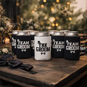 The Groom And Team Groom Can Coolie Holder Bachelor Party Decorations Bachelor Party Favors Bachelor Party Accessories Wedding Favors Gift For Groom Groomsmans Proposal Gifts Black White B08CHMD5PM