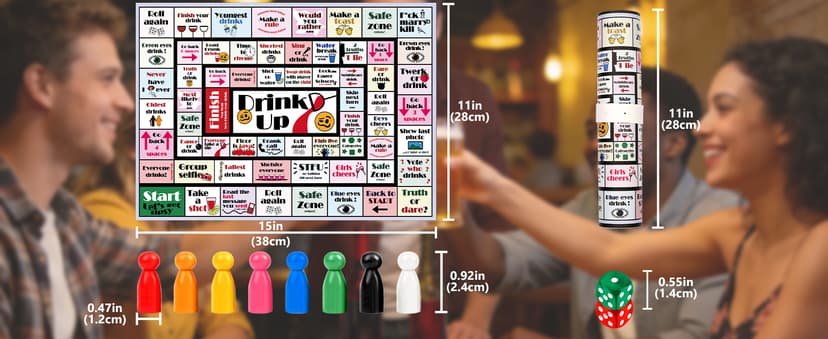 Drinking Board Games for Adults Girls Night,Waterproof Leather Mat Drinking Games,Party Interactive Drinking Game Playmat, Bachelorette Party,Family Play or Any Occasion,Age 21+,2-8 Players