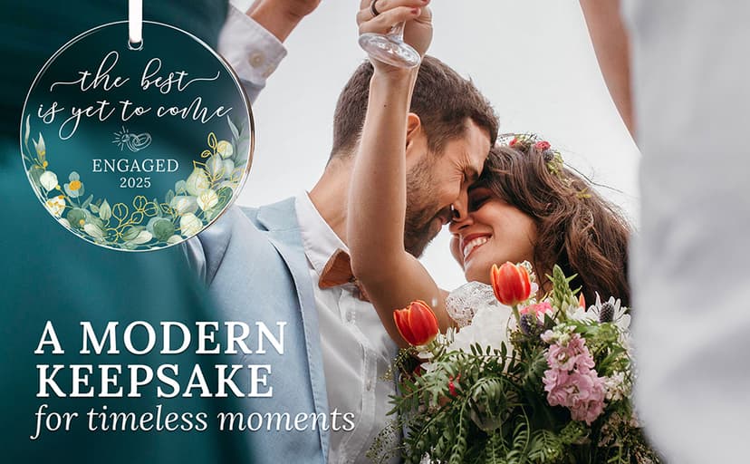 HEXMOZ Engagement Gifts for Couples - Engagement Gift for Newly Engaged Couples, Women, Fiance, Her - Bride to Be Gifts, First Christmas Just Engaged Acrylic Ornament 2025 - Party Decorations