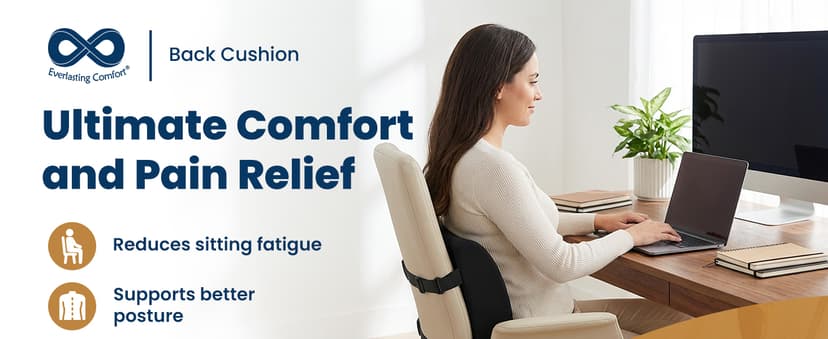 Everlasting Comfort The Original Lumbar Support Pillow for Office Chair - Improves Posture, Promotes Back Pain Relief - Superior Back Support for Gaming and Desk Chairs - Lumbar Pillow for Car, Couch