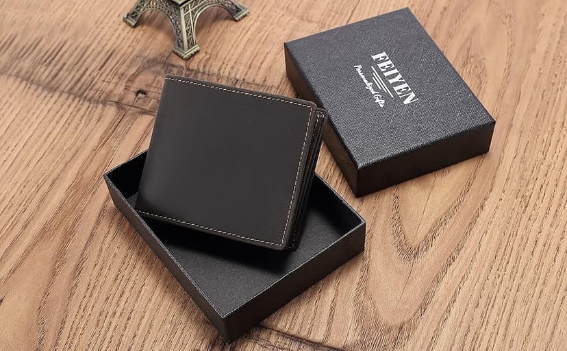 Personalized Engraved Leather Wallet for Dad Son Husband Boyfriend - Perfect for Christmas Anniversary Birthday Fathers Day Valentines Graduation Wedding - Custom Love Message Bifold Wallets for Men