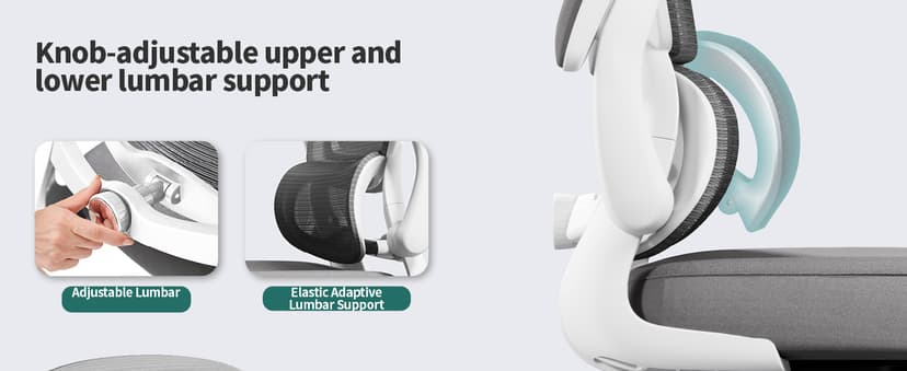 TRALT Office Chair - Ergonomic Desk Chair with Adjustable Lumbar Support, Mesh Computer Chair, Executive Chairs for Home Office Comfortable Lumbar Support (White)
