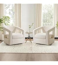 Furniliving PU Leather Accent Chair with Ottoman, Upholstered Reading Chair with High Backrest, Tufted-Button Wingback Armchair for Bedroom, Dressing Room, Home Office, Brown