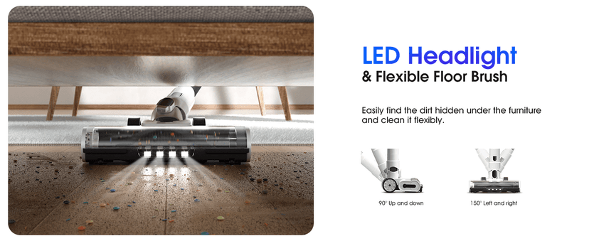 Cordless Vacuum Cleaner, 600W 50KPA 65Mins Runtime Fast Charging Vacuum Cleaner, Self-Standing LED Light Touch Screen Stick Vacuum for Home Light Weight,for Pet Hair/Carpet/Floor, White