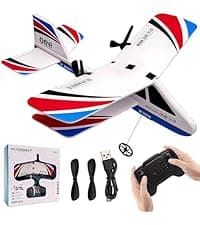 Rc Drone Remote Control Airplane -2.4GHz Foam V17 Jet Fighter Stunt,360° Drop-Resistant Stunt Spin Remote & Light RC Airplane with 2 Batteries for Kids Boys Girls (White)