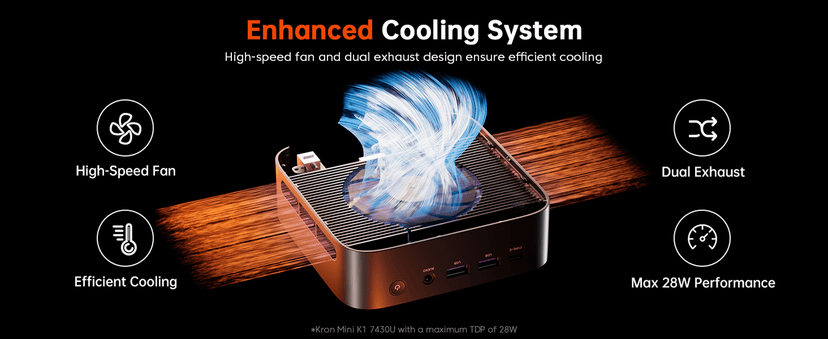 ACEMAGICIAN Kron Mini K1 Mini PC, Ryzen 7 7730U(Upgraded 5825U/7430U), 16GB DDR4 512GB SSD Mini Computers(up to 4.5Ghz), Light Gaming Desktop 4K Triple Display Mini Desktop Bluetooth/WiFi6/Office