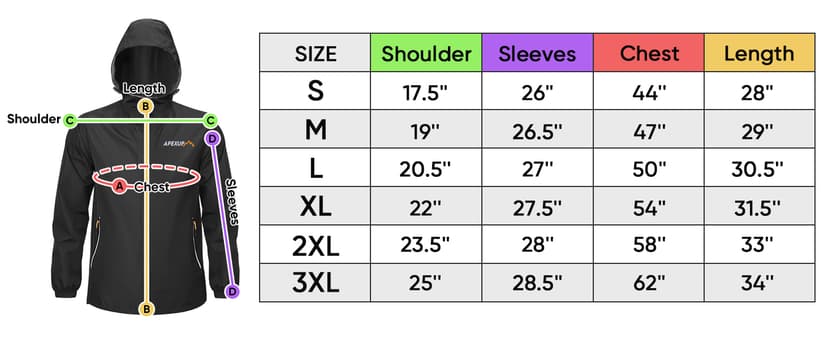 APEXUP Packable Rain Jacket Men with Reflective Zipper, Lightweight Waterproof Raincoat, Mens Rain Jacket for Outdoor Sports