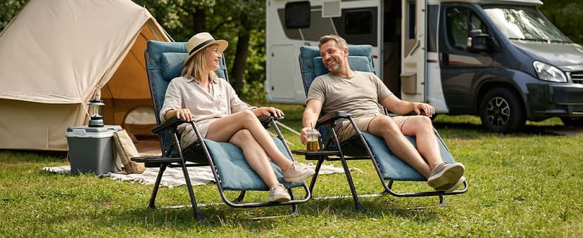 EVER ADVANCED Thick Padded Zero Gravity Chair, Oversized Reclining Lounge Chair with Adjustable Headrest & Cup Holder, Heavy Duty Support 350 lbs, Foldable for Camping, Lawn, Outdoor & Indoor, Green