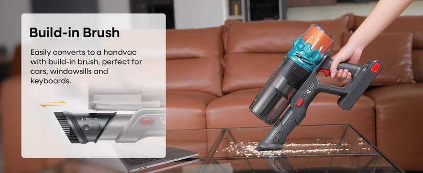 ElecKeys Cordless Vacuum Cleaner, 600W 50KPA 70Mins Self-Standing Vacuum Cleaners for Home, Stick Vacuum with Touch Screen, Upgraded Anti-Tangled Vacuum Cordless for Pet Hair, Floors, Carpets, Gold