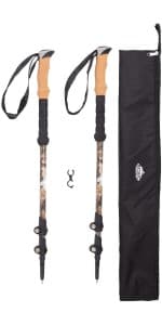 Cascade Mountain Tech Trekking Poles - Carbon Fiber Walking or Hiking Sticks with Quick Adjustable Locks