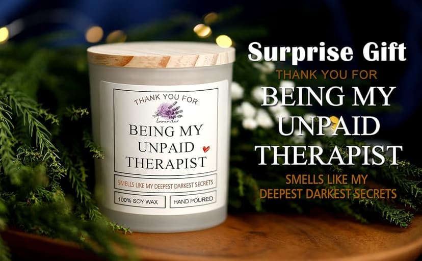 Thank You for Being My Unpaid Therapist - Friendship Gifts for Women Scented Candles Birthday Gifts for Friends Work Besties Mom Female Roommate Ideas Gifts