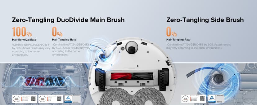 Roborock Qrevo Edge S5A Robot Vacuum and Mop, 18,500Pa, Zero-Tangling, DuoDivide Main Brush, FlexiArm Side Brush, Hot Water Mop Washing & Self-Cleaning, Warm Air Drying, Self-Emptying, White