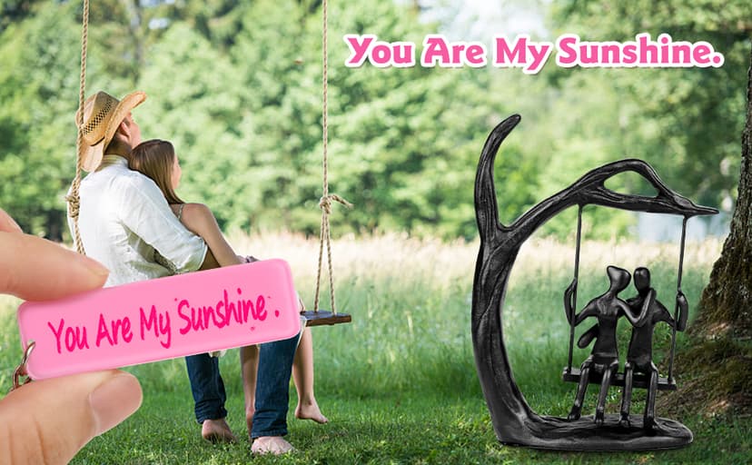 Anniversary Wedding Gifts for Couple/Her - Romantic Couple Statue in Love, Black Metal Figurine Sweet Loving Together Iron Sculpture Decor, Gifts for Wife Husband Birthday