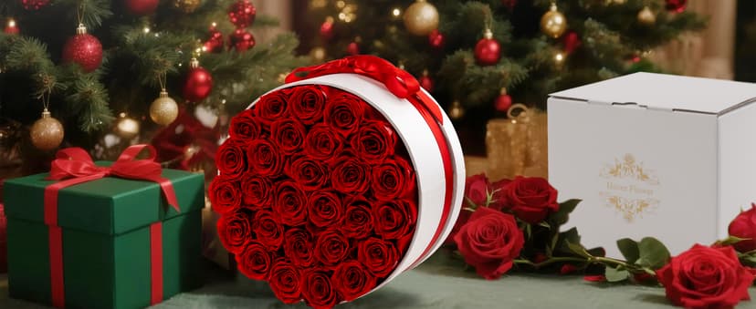 27 Forever Roses in Luxury White Box, Eternal Real Roses Gift for Women, Preserved Flowers for Delivery Prime, Anniversary, Valentine's Day, Birthday for Her (Red)