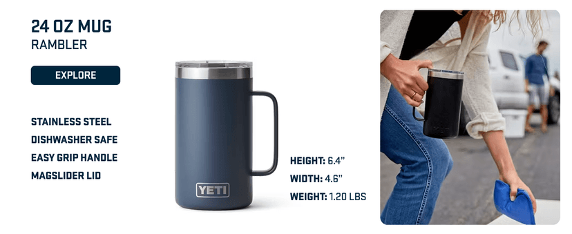 YETI Rambler 20 oz Stainless Steel Vacuum Insulated Tumbler w/MagSlider Lid