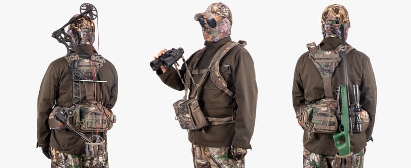 BLISSWILL Hunting Backpack Hunting Fanny Pack with Harness Pouch,Turkey Hunting fanny Pack, Binocular Harness houlder-Supported Waist pack for Bow Rifle