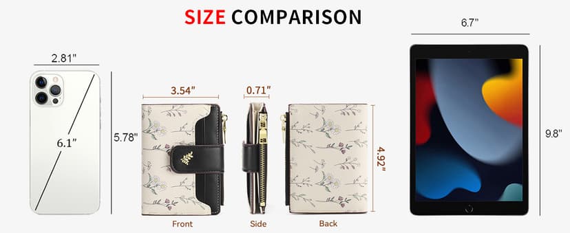 GAEKEAO Small Wallets for Women RFID Blocking Leather Bifold Zipper Pocket Wallet Credit Card Holder with ID Window