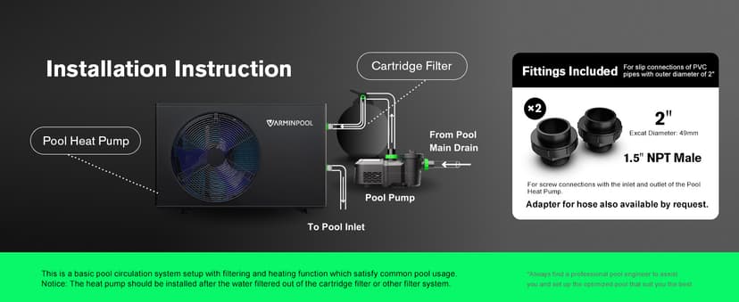Electric Pool Heat Pump, 30,000 BTU Pool Heater, 8000 Gallons, WiFi Control, Titanium Heat Exchanger, Smart Inverter, for Above Ground and Inground Pools, 120V
