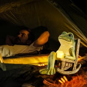 Miniature Frog Garden Statue Gifts Christmas Decorations Fairy Garden Accessories Outdoor Lights Solar Garden Frog Decor Art Housewarming Gift for Patio,Yard,Lawn Ornament,3.89"x2.36"x3.93