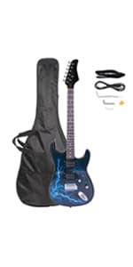 Ktaxon 39 Inch Electric Guitar, Full-Size Beginner Solid Body Electric Guitar Kit with Gig Bag, Strap, Tremolo Bar, Cable & Picks (Black)