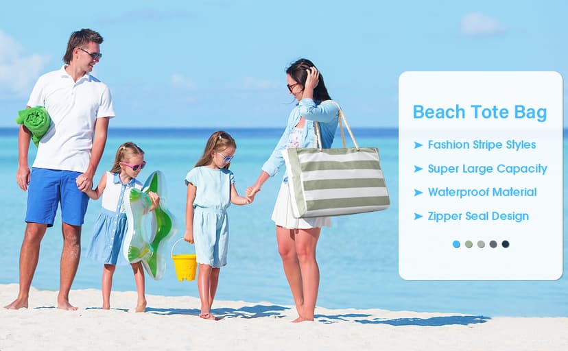 Becokan Beach Bags for Women Large Waterproof Beach Tote Bag Zipper Beach Bags Waterproof Sandproof Swim Pool Bag Large Tote
