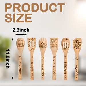 Mothers Day Mom Gifts for Mom Grandma Wife from Husband Daughter Son -Wooden Cooking Spoons Set - Mother's, Christmas,Birthday, Anniversary Kitchen Cooking Presents Ideas for Women Her