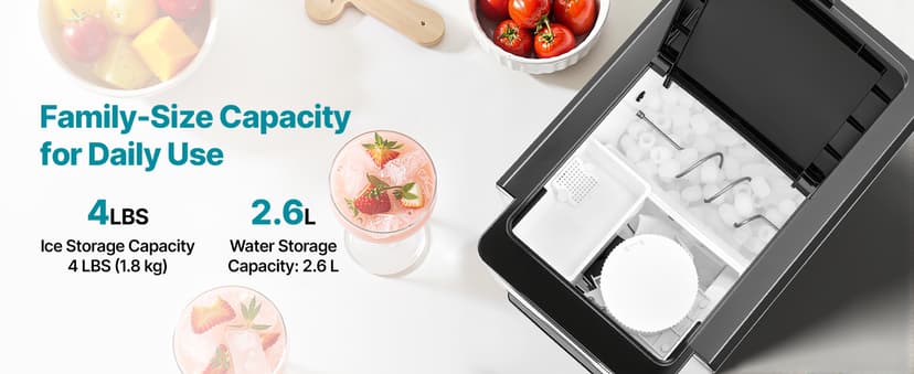 VEVOR Water Dispenser with Ice Maker, 3-in-1 Countertop Water Dispenser, 35 LBS/24H, 12 Cubes/7 Min Fast Ice Making with 4 LBS Storage, Bullet/Crushed ICES & Cold-Water, for Home, Kitchen, Party