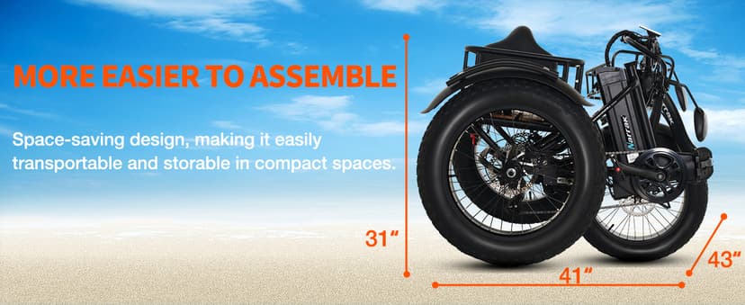 Electric Tricycle for Adults,Fat Tire Folding Electric Trike,3 Wheels Electric Bicycle Bikes, Peak 1350W Step-Thru Etrike with Removable Battery and Large Basket for Women Men