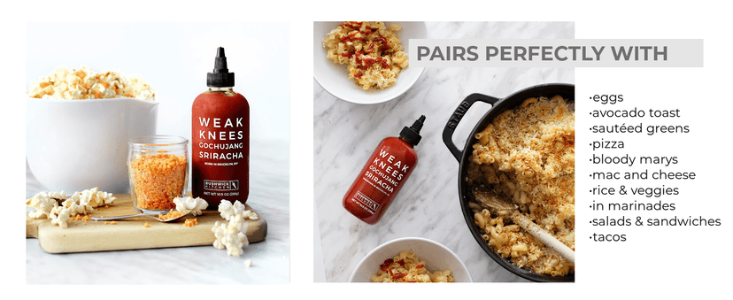 Gochujang Srirahca Hot Sauce, Hot Honey, Spicy Maple Syrup - Made in the USA - Gourmet Cooking Gift - Foodies & Grill Lovers Weak Knees Spicy Sampler Gift Set with Spicy Honey, Sriracha & Maple Syrup B0845WWTR5
