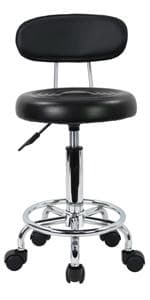 KKTONER PU Leather Modern Rolling Stool with Low Back Height Adjustable Work Salon Drafting Swivel Task Chair with Footrest (White)