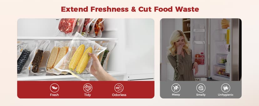 95kpa Vacuum Sealer, Commercial Fully Automatic Food Sealer, Powerful Sealing System, Double Heat Seal, Built-in Cutter and Bag Storage, 1 Roll Bag and 10 Precut Bags