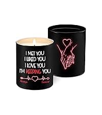 TEEZWONDER Anniversary Wedding Gifts for Women Men - Long Lasting Vanilla Lavender Candle 10 Oz - Birthday Romantic Gifts for Him Her, Girlfriend Boyfriend Birthday Gift Ideas, Gift for Husband Wife