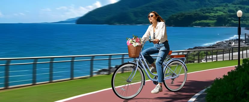 26 Inch Beach Cruiser Bike for Women, Hybrid Womens Bike with 7 Speed, Adjustable Seat, Lightweight Women Beach Cruiser Bike with Anti-Skid Tires, V-Brakes