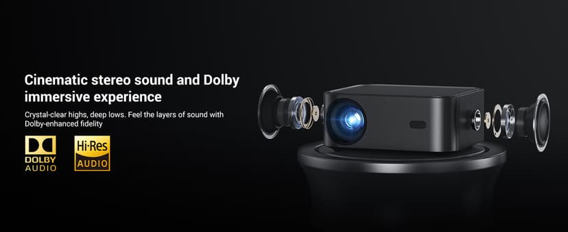 Official Licensed Netflix Smart Projector, HAPPRUN Projector 4K with Wifi and Bluetooth, DoIby Audio,Built-in Apps, Native1080P 1000 ANSI,Electric Focus,Movie Projector for Home Cinema,Outdoor,Indoor