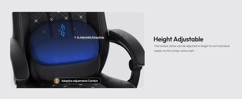 Dowinx Gaming Chair with Heated Massage Lumbar Support,Big and Tall Fabric Gaming Chairs for Adults with Footrest, Ergonomic Computer Game Chair with Poket Spring Cushions, 350lbs, Black