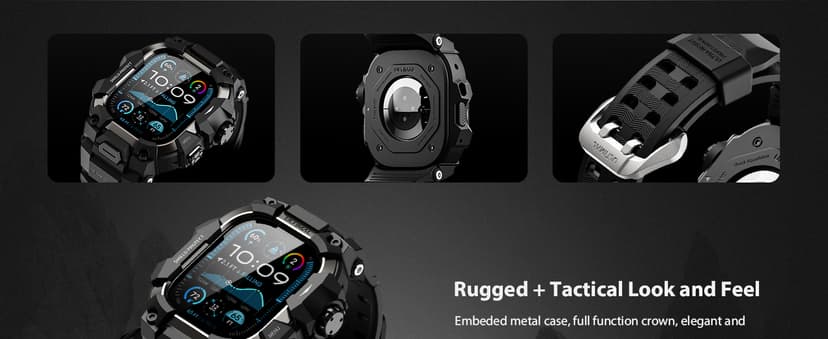ULTIMAL Rugged Case with Band for Apple Watch 49mm,Compatible with Apple Watch Ultra 3/2/1, Military Grade Shockproof Bumper Cover for iWatch Tactical Band Men (Black, 49mm)