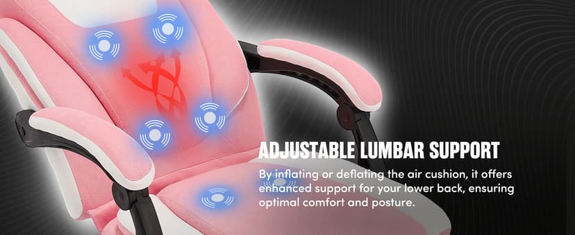 Massage Office Chair with Foot Rest,6-Point Vibration & Heat Executive Office Chairs,Ergonomic Computer Chair for Heavy People,Big and Tall Fabric Office Chair,Recliner with Padded Armrest,Pinkwhite