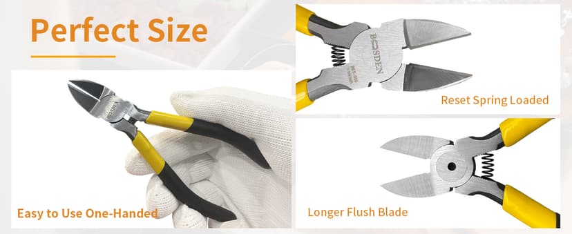 Spring Loaded Flush Cutter Dike for Crafting, Artificial Flower Jewelry Making, Flush Cut Plier Floral Wire Cutter Dyke Snip BOOSDEN Wire Cutter 6.5 inch Cutting Pliers Diagonal Cutter Metal Snipper B08ZCHYGN7