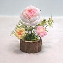 Handmade Crochet Knitted Sunflower Bouquet Creative Knitted Potted Plant Mini Cute Home Desktop Decorations and Gifts for Friends, Lovers, Classmates