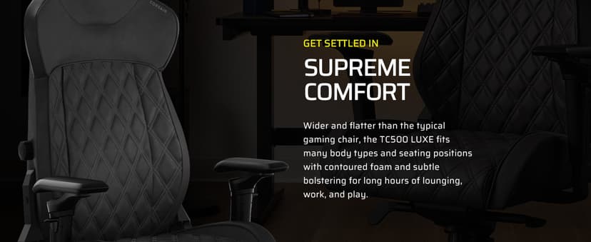 Corsair TC500 Luxe Gaming Chair – Premium Breathable Fabric – Wide Seat – Five-Way Adjustable Armrests – Adjustable Built-in Lumbar Support – 90-135 Degree Recline – Shadow