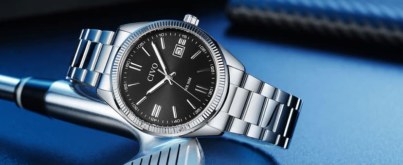 CIVO Analog Mens Watches Silver: Wrist Watches with Date Easy to Read - Dress Stainless Steel Watch for Men Gifts for Husband Father at Birthday Anniversary