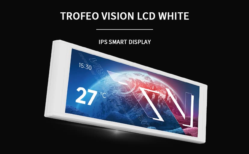 Thermalright Trofeo Vision LCD White Edition Case Sub-Display Features a 6.86-inch Full-Color LCD Screen (1280x480 Resolution) with Magnetic Panel Design. Supports DIY Dynamic/Static Images (White).