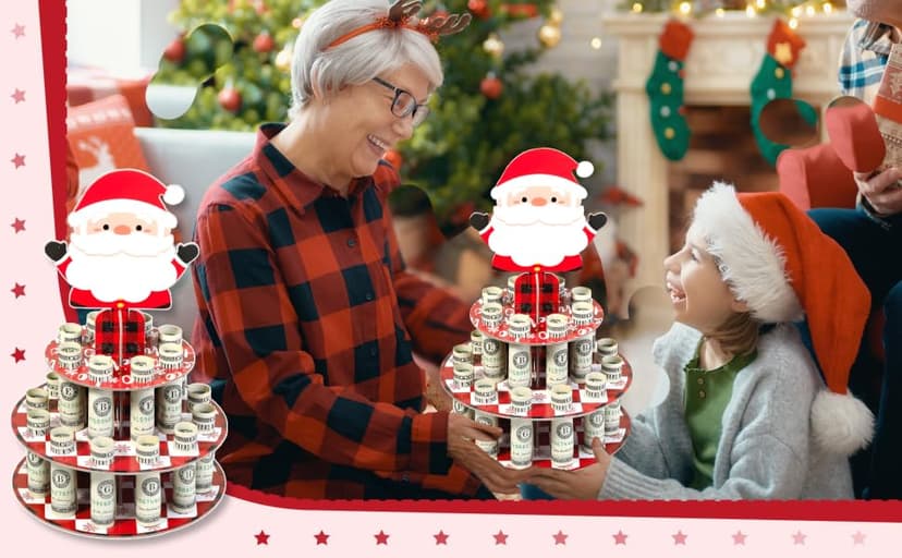 Santa Claus Cash Cake Stand Surprise Xmas Gift Ideas for Him Her Son Daughter Grandkids Crafterlife Christmas Money Holder for Christmas Cash Gifts B0D9ND5QXH