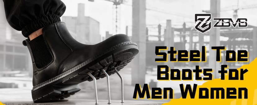 ZBVB Unisex-Adults Steel Toe Chelsea Boots, Men's Industrial Construction Shoes, Waterproof, Lightweight, Comfortable, Non-slip Safety Boots