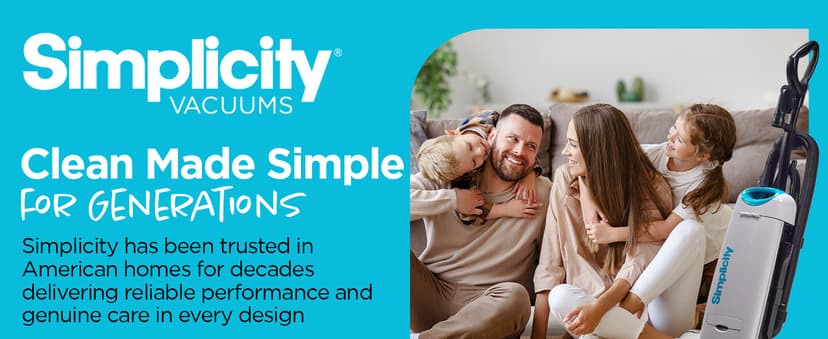 Simplicity Vacuums Premium Allergy Upright Vacuum Cleaner – Multi-Surface Bagged Vacuum Cleaner for Home with Charcoal HEPA Filter Media, Powerful Pet Hair Pickup, Brushroll Activation Switch, S26