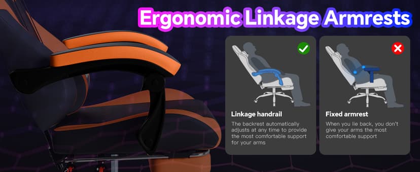 Gaming Chair with Footrest, High Back Gaming Chairs PVC Leather Ergonomic Gamer Chair with Adjustable Headrest Lumbar Support Racing Style Video Gaming Chair for Office/Home (Black Orange)