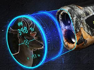 TIDEWE Hunting Rangefinder with Rechargeable Battery, 700/1000Y Camo Laser Range Finder 6X Magnification, Distance/Angle/Speed/Scan Multi Functional Water-Resistant Rangefinder with Case