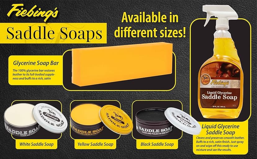 Fiebing's White Saddle Soap for Leather (3.5 oz Tin) - Leather Cleaner & Conditioner to Soften & Protect Leathercraft, Car Seat, Couch, Shoe & Saddles