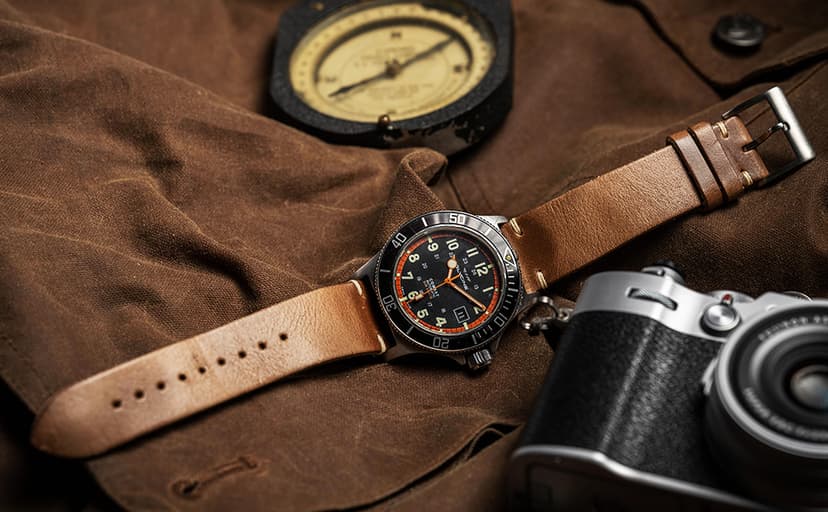 hemsut h Leather Watch Bands for Men, Horween Quick Release Leather Watch Strap Vintage Watch Replacement Wrap of 18mm, 20mm, 22mm